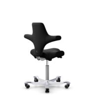 HÅG Capisco 8106 - Cura Loop (Gabriel) - Recyceltes Polyester - CLP60999 Black - Silber - 150mm (Sitzhöhe 40-55cm) - Harte Rollen für weiche Böden thumbnail
