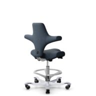 HÅG Capisco 8106 - Cura Loop (Gabriel) - Polyester recyclé - CLP66165 Blue - Argent - 200 mm (hauteur d’assise 46–64 cm) - Roues souples pour sols durs thumbnail