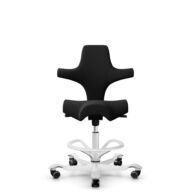 HÅG Capisco 8106 - Xtreme (Camira) - Polyester recyclé - EXR009 - Black - Blanc - 200 mm (hauteur d’assise 46–64 cm) - Roues dures pour sols souples thumbnail