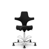 HÅG Capisco 8106 - Xtreme (Camira) - Polyester recyclé - EXR009 - Black - Blanc - 200 mm (hauteur d’assise 46–64 cm) - Patins thumbnail