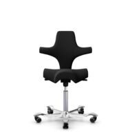 HÅG Capisco 8106 - Xtreme (Camira) - Polyester recyclé - EXR009 - Black - Argent - 150 mm (hauteur d’assise 40–55 cm) - Roues dures pour sols souples thumbnail