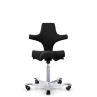 HÅG Capisco 8106 - Xtreme (Camira) - Polyester recyclé - EXR009 - Black - Argent - 150 mm (hauteur d’assise 40–55 cm) - Roues souples pour sols durs thumbnail