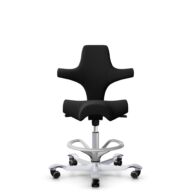 HÅG Capisco 8106 - Xtreme (Camira) - Recyceltes Polyester - EXR009 - Black - Silber - 200 mm (Sitzhöhe 46-64cm) - Harte Rollen für weiche Böden thumbnail