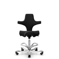 HÅG Capisco 8106 - Xtreme (Camira) - Polyester recyclé - EXR009 - Black - Argent - 265 mm (hauteur d’assise 53–79 cm) - Roues dures pour sols souples thumbnail