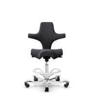HÅG Capisco 8106 - Xtreme (Camira) - Polyester recyclé - EXR145 - Charcoal - Blanc - 265 mm (hauteur d’assise 53–79 cm) - Roues souples pour sols durs thumbnail