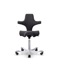 HÅG Capisco 8106 - Xtreme (Camira) - Recyceltes Polyester - EXR145 - Charcoal - Silber - 150mm (Sitzhöhe 40-55cm) - Harte Rollen für weiche Böden thumbnail
