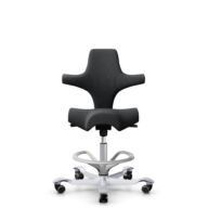 HÅG Capisco 8106 - Select (Gabriel) - Laine / Polyamide - SC60051 - Charcoal - Argent - 200 mm (hauteur d’assise 46–64 cm) - Roues souples pour sols durs thumbnail