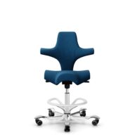 HÅG Capisco 8106 - Select (Gabriel) - Laine / Polyamide - SC66071 - Navy blue - Blanc - 265 mm (hauteur d’assise 53–79 cm) - Roues souples pour sols durs thumbnail