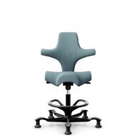 HÅG Capisco 8106 - Select (Gabriel) - Wol / Polyamide - SC67098 - Glacier blue - Framekleur - Zwart - Gasveer - 200 mm (Zithoogte 46-64cm) - Vloercontact - Glijdoppen - Voetenring - Ja, in framekleur - Voetster - Nee, voetster in framekleur thumbnail