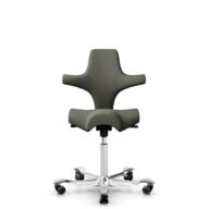 HÅG Capisco 8106 - Capture (Gabriel) - Wool / Polyamide - CPT4401 - Warm grey - White - 150mm (seat height 40–55cm) - Hard castors for soft floors thumbnail
