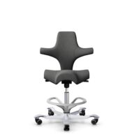 HÅG Capisco 8106 - Capture (Gabriel) - Laine / Polyamide - CPT4601 - Dark grey - Argent - 265 mm (hauteur d’assise 53–79 cm) - Roues dures pour sols souples thumbnail