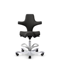 HÅG Capisco 8106 - Capture (Gabriel) - Laine / Polyamide - CPT5501 - Charcoal - Argent - 265 mm (hauteur d’assise 53–79 cm) - Roues souples pour sols durs thumbnail