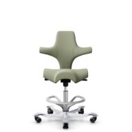 HÅG Capisco 8106 - Capture (Gabriel) - Laine / Polyamide - CPT5101 - Green-grey - Argent - 200 mm (hauteur d’assise 46–64 cm) - Roues souples pour sols durs thumbnail