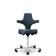 HÅG Capisco 8106 - Capture (Gabriel) - Laine / Polyamide - CPT6001 - Dark blue - Blanc - 200 mm (hauteur d’assise 46–64 cm) - Roues dures pour sols souples thumbnail