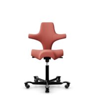 HÅG Capisco 8106 - Oceanic (Camira) - Gerecycled Polyester - OCI012 - Orange-red - Framekleur - Zwart - Gasveer - 200 mm (Zithoogte 46-64cm) - Vloercontact - Zachte wielen t.b.v. harde vloeren - Voetenring - Nee, geen voetenring - Voetster - Nee, voets... thumbnail