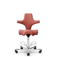 HÅG Capisco 8106 - Oceanic (Camira) - Recycled Polyester - OCI012 - Orange-red - White - 265 mm (seat height 53-79cm) - Hard castors for soft floors thumbnail