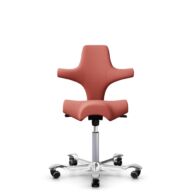 HÅG Capisco 8106 - Oceanic (Camira) - Recycled Polyester - OCI012 - Orange-red - Silver - 150mm (seat height 40–55cm) - Soft castors for hard floors thumbnail