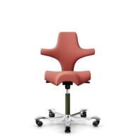 HÅG Capisco 8106 - Oceanic (Camira) - Recycled Polyester - OCI012 - Orange-red - Moss Grey - 200 mm (seat height 46-64cm) - Hard castors for soft floors thumbnail