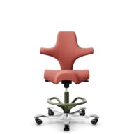 HÅG Capisco 8106 - Oceanic (Camira) - Recycled Polyester - OCI012 - Orange-red - Moss Grey - 265 mm (seat height 53-79cm) - Hard castors for soft floors thumbnail