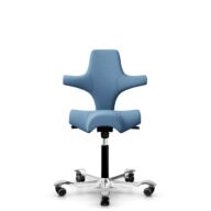 HÅG Capisco 8106 - Oceanic (Camira) - Polyester recyclé - OCI011 - Light blue - Noir - 200 mm (hauteur d’assise 46–64 cm) - Roues souples pour sols durs thumbnail