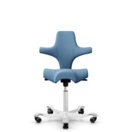 HÅG Capisco 8106 - Oceanic (Camira) - Recyceltes Polyesters - OCI011 - Light blue - Weiß - 150mm (Sitzhöhe 40-55cm) - Weiche Rollen für harte Böden thumbnail
