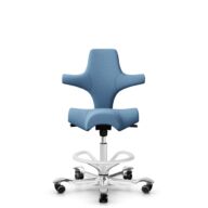 HÅG Capisco 8106 - Oceanic (Camira) - Recycled Polyester - OCI011 - Light blue - White - 200 mm (seat height 46-64cm) - Hard castors for soft floors thumbnail