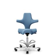 HÅG Capisco 8106 - Oceanic (Camira) - Polyester recyclé - OCI011 - Light blue - Argent - 200 mm (hauteur d’assise 46–64 cm) - Roues dures pour sols souples thumbnail