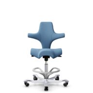 HÅG Capisco 8106 - Oceanic (Camira) - Polyester recyclé - OCI011 - Light blue - Argent - 200 mm (hauteur d’assise 46–64 cm) - Roues souples pour sols durs thumbnail