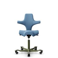 HÅG Capisco 8106 - Oceanic (Camira) - Recycled Polyester - OCI011 - Light blue - Moss Grey - 265 mm (seat height 53-79cm) - Soft castors for hard floors thumbnail