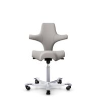 HÅG Capisco 8106 - Oceanic (Camira) - Recyceltes Polyesters - OCI014 - Light beige - Silber - 200 mm (Sitzhöhe 46-64cm) - Weiche Rollen für harte Böden thumbnail