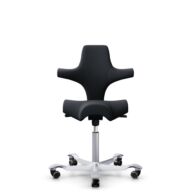 HÅG Capisco 8106 - Oceanic (Camira) - Recyceltes Polyesters - OCI001 - Black - Silber - 200 mm (Sitzhöhe 46-64cm) - Harte Rollen für weiche Böden thumbnail