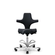HÅG Capisco 8106 - Oceanic (Camira) - Polyester recyclé - OCI001 - Black - Argent - 200 mm (hauteur d’assise 46–64 cm) - Roues dures pour sols souples thumbnail