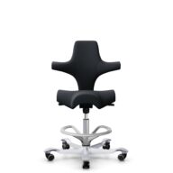 HÅG Capisco 8106 - Oceanic (Camira) - Gerecycled Polyester - OCI001 - Black - Framekleur - Zilver - Gasveer - 200 mm (Zithoogte 46-64cm) - Vloercontact - Zachte wielen t.b.v. harde vloeren - Voetenring - Ja, in framekleur - Voetster - Nee, voetster in ... thumbnail
