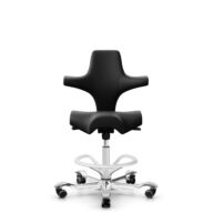 HÅG Capisco 8106 - Puxx 1 (Oniro) - Similicuir en polyuréthanes - PU215816 - Black - Blanc - 200 mm (hauteur d’assise 46–64 cm) - Roues dures pour sols souples thumbnail