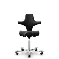 HÅG Capisco 8106 - Puxx 1 (Oniro) - Cuero sintético de poliuretano - PU215816 - Black - Silver - 150mm (seat height 40–55cm) - Soft castors for hard floors thumbnail