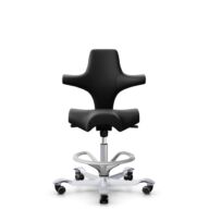 HÅG Capisco 8106 - Puxx 1 (Oniro) - Polyurethane synthetic leather - PU215816 - Black - Silver - 265 mm (seat height 53-79cm) - Hard castors for soft floors thumbnail