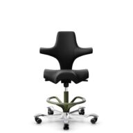 HÅG Capisco 8106 - Puxx 1 (Oniro) - Polyurethane synthetic leather - PU215816 - Black - Moss Grey - 200 mm (seat height 46-64cm) - Hard castors for soft floors thumbnail