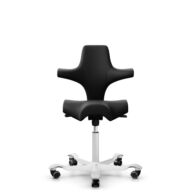 HÅG Capisco 8106 - Illusion 3.0 (Nevotex) - Similicuir en polyuréthane - ILU3110 - Black - Blanc - 150 mm (hauteur d’assise 40–55 cm) - Roues souples pour sols durs thumbnail