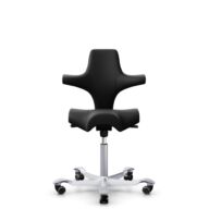 HÅG Capisco 8106 - Illusion 3.0 (Nevotex) - Polyurethaan Kunstleer - ILU3110 - Black - Framekleur - Zilver - Gasveer - 150 mm (Zithoogte 40-55cm) - Vloercontact - Harde wielen t.b.v. zachte vloeren - Voetenring - Nee, geen voetenring - Voetster - Nee, ... thumbnail