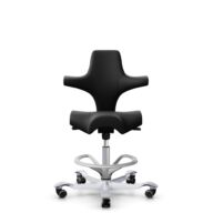 HÅG Capisco 8106 - Illusion 3.0 (Nevotex) - Similicuir en polyuréthane - ILU3110 - Black - Argent - 200 mm (hauteur d’assise 46–64 cm) - Roues dures pour sols souples thumbnail