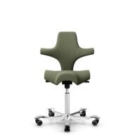 HÅG Capisco 8106 - Sirdal (GU) - Wol - SRD960 - Green - Framekleur - Wit - Gasveer - 200 mm (Zithoogte 46-64cm) - Vloercontact - Zachte wielen t.b.v. harde vloeren - Voetenring - Nee, geen voetenring - Voetster - Ja, voetster in gepolijst aluminium thumbnail