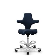 HÅG Capisco 8106 - Sirdal (GU) - Laine - SRD780 Dark blue - Argent - 265 mm (hauteur d’assise 53–79 cm) - Roues dures pour sols souples thumbnail