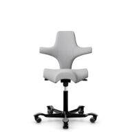 HÅG Capisco 8106 - Steelcut Trio 3 (Kvadrat) - Laine / Polyamide - STT133 - Light grey - Noir - 265 mm (hauteur d’assise 53–79 cm) - Roues souples pour sols durs thumbnail
