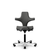 HÅG Capisco 8106 - Steelcut Trio 3 (Kvadrat) - Wol / Polyamide - STT383 - Charcoal - Framekleur - Zwart - Gasveer - 265 mm (Zithoogte 53-79cm) - Vloercontact - Harde wielen t.b.v. zachte vloeren - Voetenring - Nee, geen voetenring - Voetster - Ja, voet... thumbnail