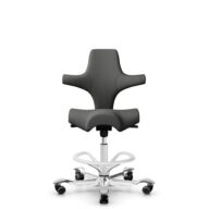 HÅG Capisco 8106 - Steelcut Trio 3 (Kvadrat) - Laine / Polyamide - STT383 - Charcoal - Blanc - 265 mm (hauteur d’assise 53–79 cm) - Roues dures pour sols souples thumbnail