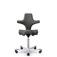 HÅG Capisco 8106 - Steelcut Trio 3 (Kvadrat) - Laine / Polyamide - STT383 - Charcoal - Argent - 150 mm (hauteur d’assise 40–55 cm) - Roues dures pour sols souples thumbnail