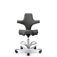 HÅG Capisco 8106 - Steelcut Trio 3 (Kvadrat) - Laine / Polyamide - STT383 - Charcoal - Argent - 265 mm (hauteur d’assise 53–79 cm) - Roues dures pour sols souples thumbnail