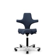 HÅG Capisco 8106 - Steelcut Trio 3 (Kvadrat) - Laine / Polyamide - STT796 - Blue - Noir - 150 mm (hauteur d’assise 40–55 cm) - Roues dures pour sols souples thumbnail