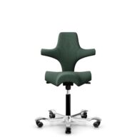 HÅG Capisco 8106 - Steelcut Trio 3 (Kvadrat) - Laine / Polyamide - STT966 Brown grey - Noir - 150 mm (hauteur d’assise 40–55 cm) - Roues souples pour sols durs thumbnail