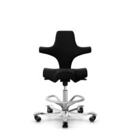 HÅG Capisco 8106 - Steelcut 3 (Kvadrat) - Wol / Polyamide - STT190 - Black - Zilver - 265 mm (Zithoogte 53-79cm) - Harde wielen t.b.v. zachte vloeren thumbnail